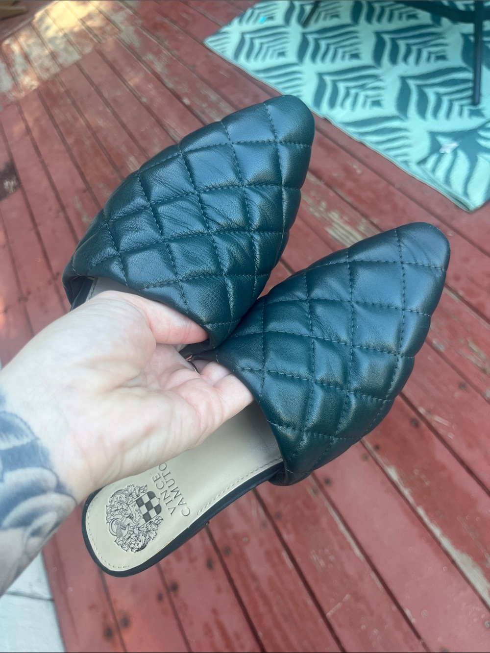 Re Posh- Vince Camuto Dark Green/Blue Mules